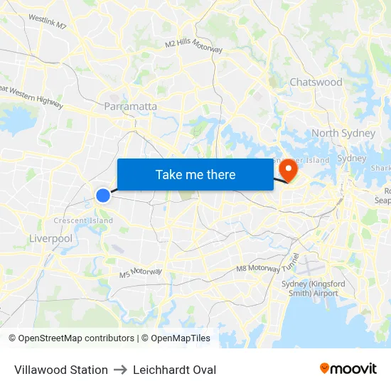 Villawood Station to Leichhardt Oval map