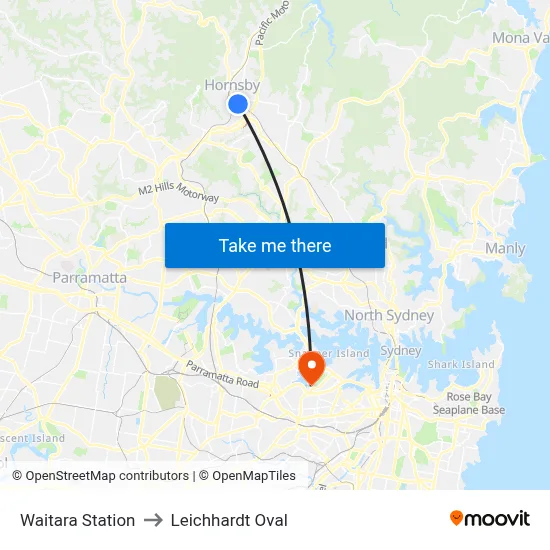 Waitara Station to Leichhardt Oval map