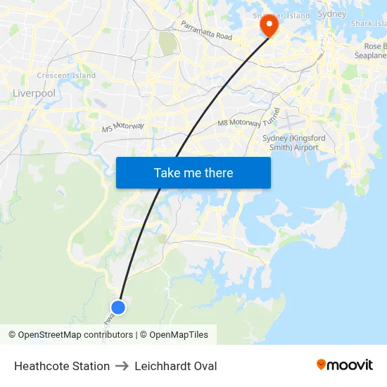 Heathcote Station to Leichhardt Oval map