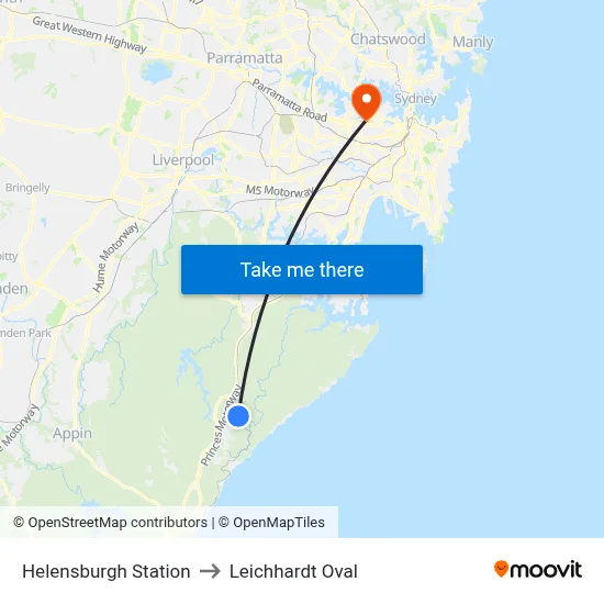 Helensburgh Station to Leichhardt Oval map