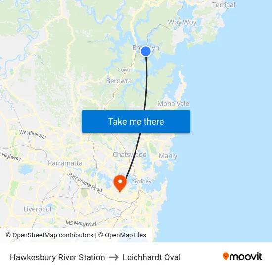 Hawkesbury River Station to Leichhardt Oval map