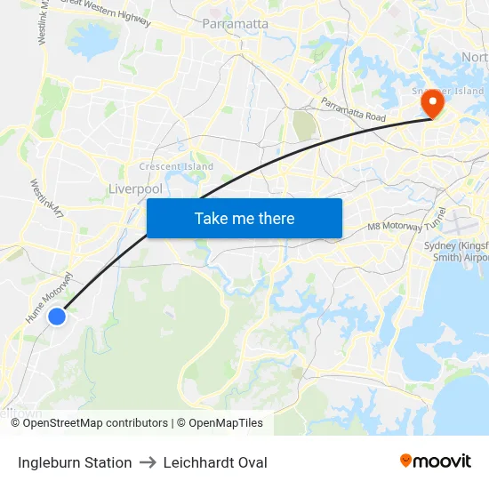 Ingleburn Station to Leichhardt Oval map