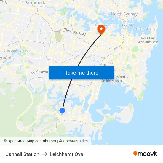 Jannali Station to Leichhardt Oval map