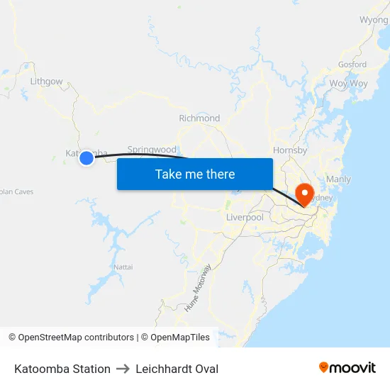 Katoomba Station to Leichhardt Oval map