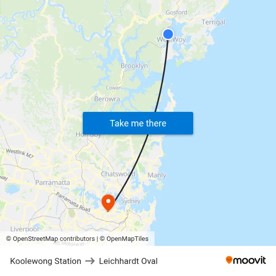 Koolewong Station to Leichhardt Oval map