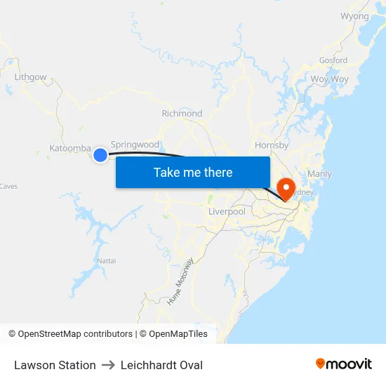 Lawson Station to Leichhardt Oval map