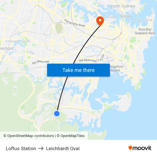 Loftus Station to Leichhardt Oval map