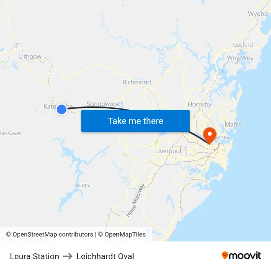 Leura Station to Leichhardt Oval map