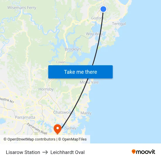 Lisarow Station to Leichhardt Oval map