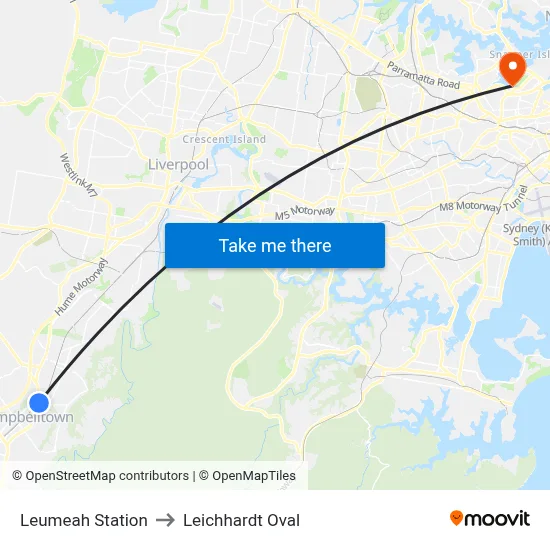 Leumeah Station to Leichhardt Oval map