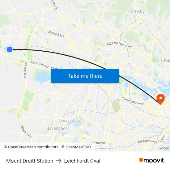 Mount Druitt Station to Leichhardt Oval map