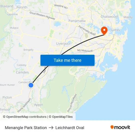 Menangle Park Station to Leichhardt Oval map