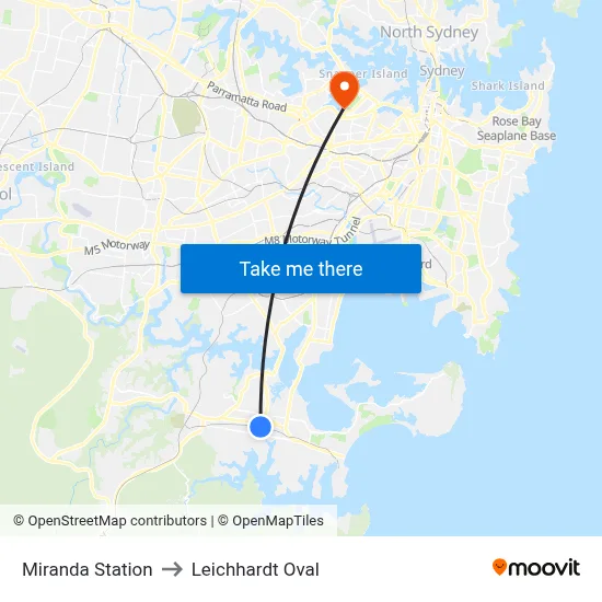 Miranda Station to Leichhardt Oval map