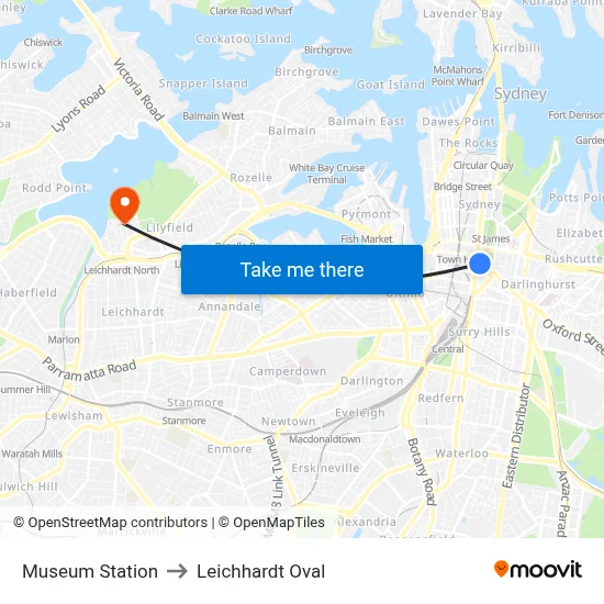 Museum Station to Leichhardt Oval map