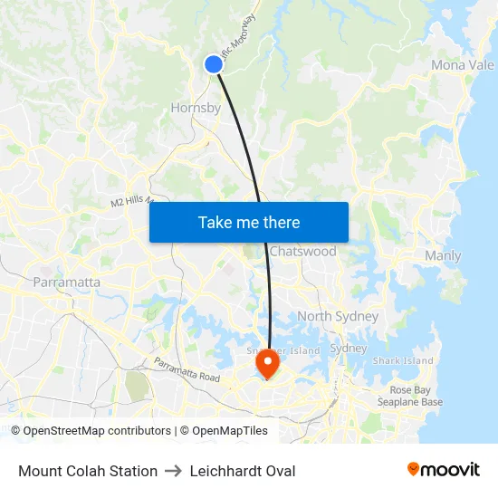 Mount Colah Station to Leichhardt Oval map