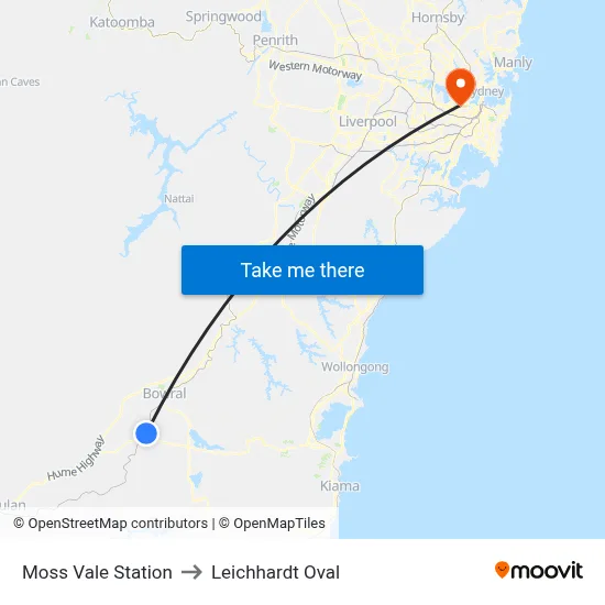 Moss Vale Station to Leichhardt Oval map