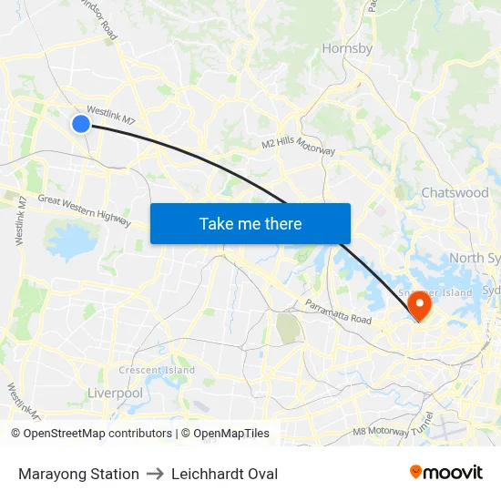 Marayong Station to Leichhardt Oval map