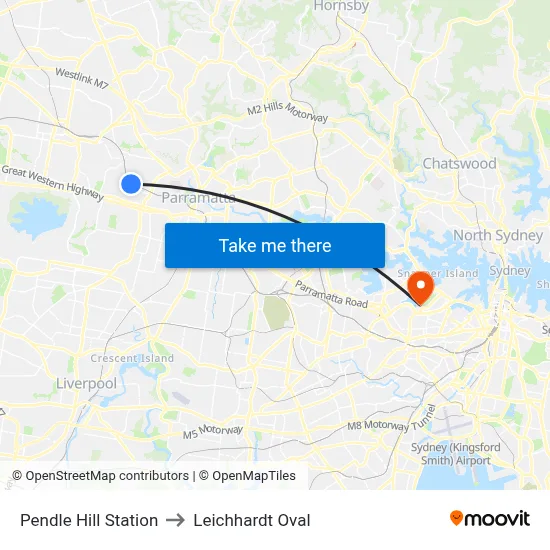 Pendle Hill Station to Leichhardt Oval map