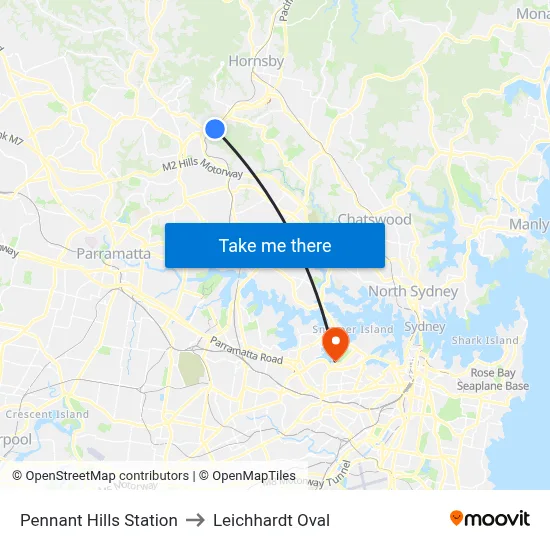 Pennant Hills Station to Leichhardt Oval map