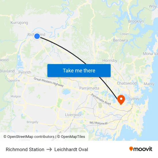 Richmond Station to Leichhardt Oval map