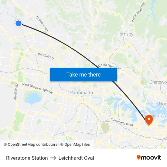 Riverstone Station to Leichhardt Oval map