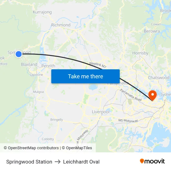 Springwood Station to Leichhardt Oval map