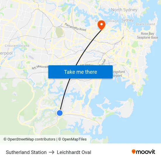 Sutherland Station to Leichhardt Oval map