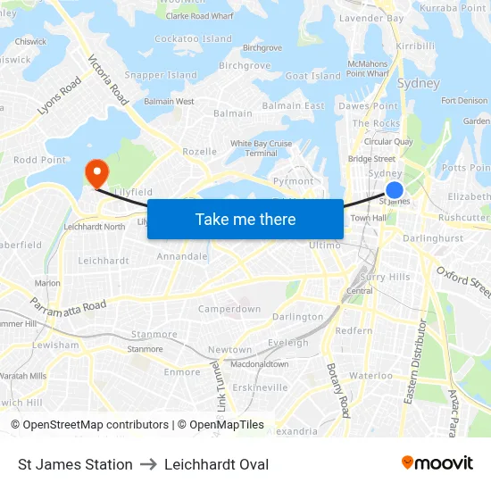 St James Station to Leichhardt Oval map