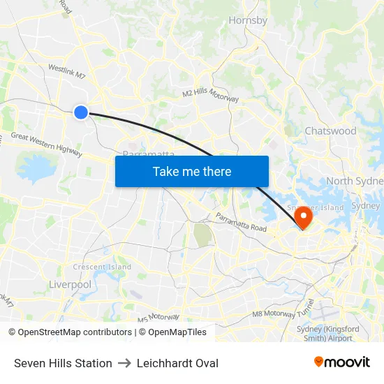 Seven Hills Station to Leichhardt Oval map