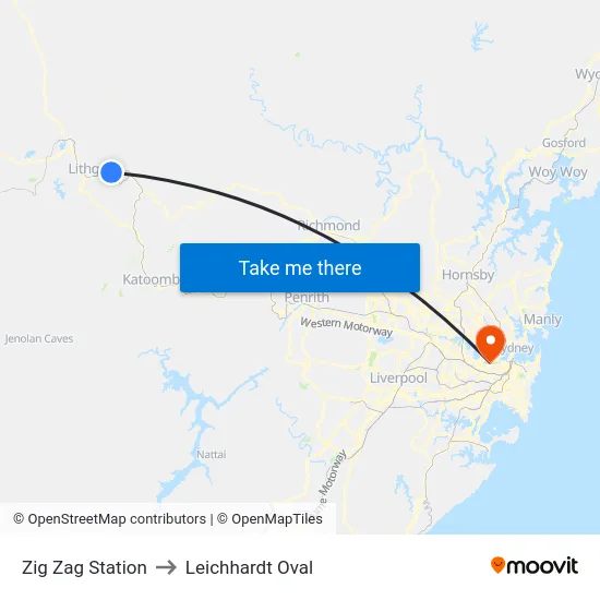 Zig Zag Station to Leichhardt Oval map