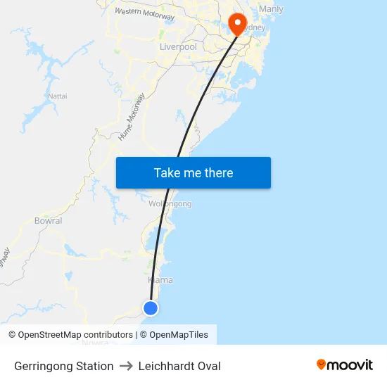 Gerringong Station to Leichhardt Oval map