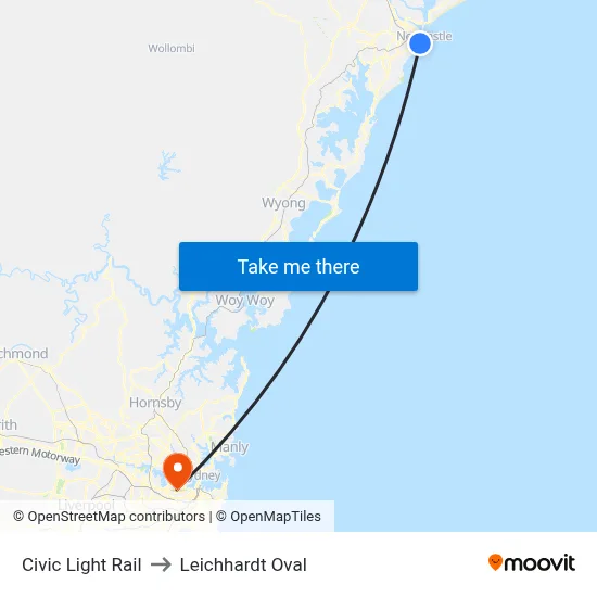 Civic Light Rail to Leichhardt Oval map