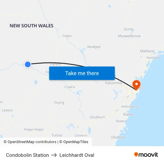 Condobolin Station to Leichhardt Oval map