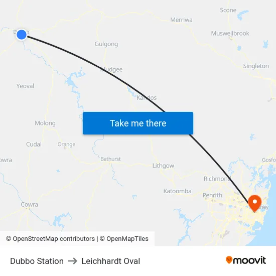 Dubbo Station to Leichhardt Oval map