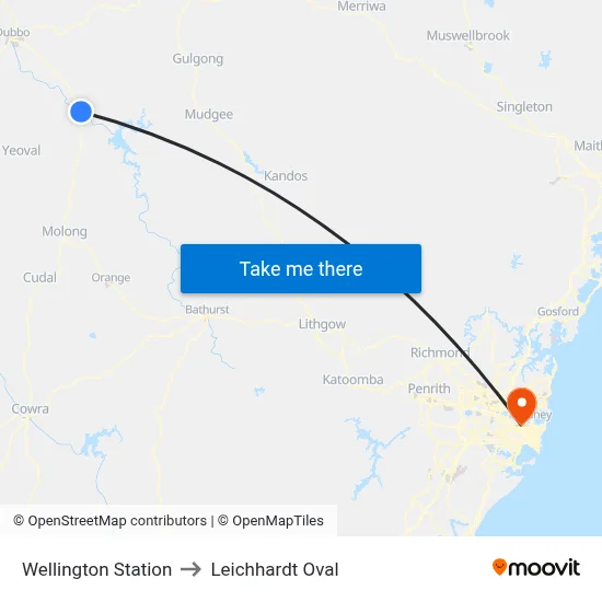 Wellington Station to Leichhardt Oval map