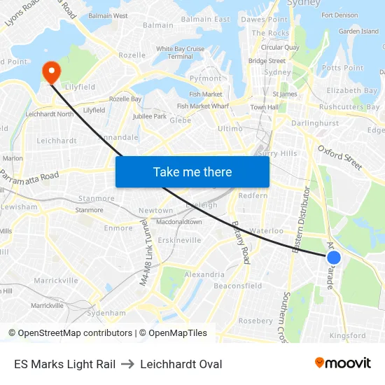 ES Marks Light Rail to Leichhardt Oval map