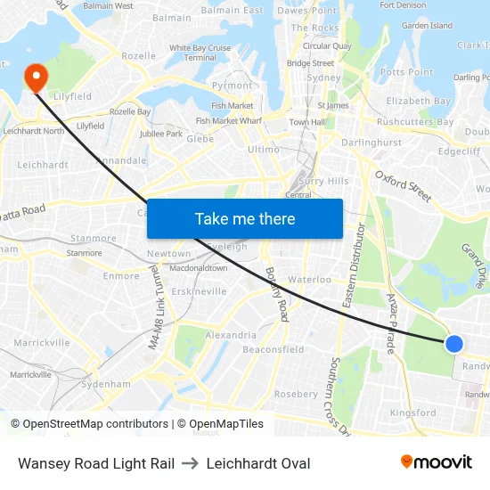 Wansey Road Light Rail to Leichhardt Oval map