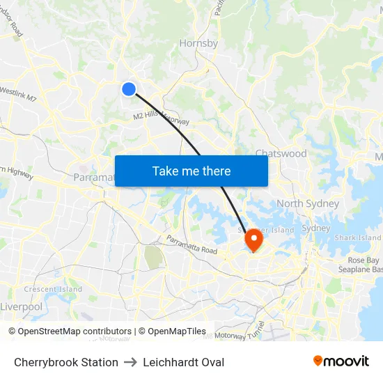 Cherrybrook Station to Leichhardt Oval map