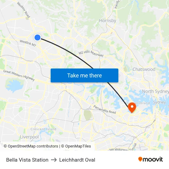 Bella Vista Station to Leichhardt Oval map