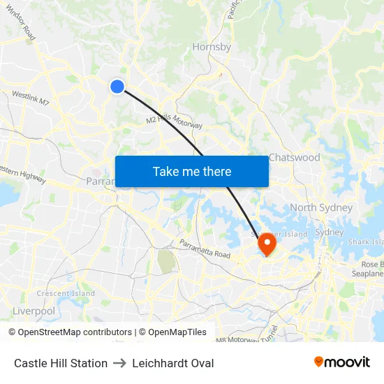 Castle Hill Station to Leichhardt Oval map