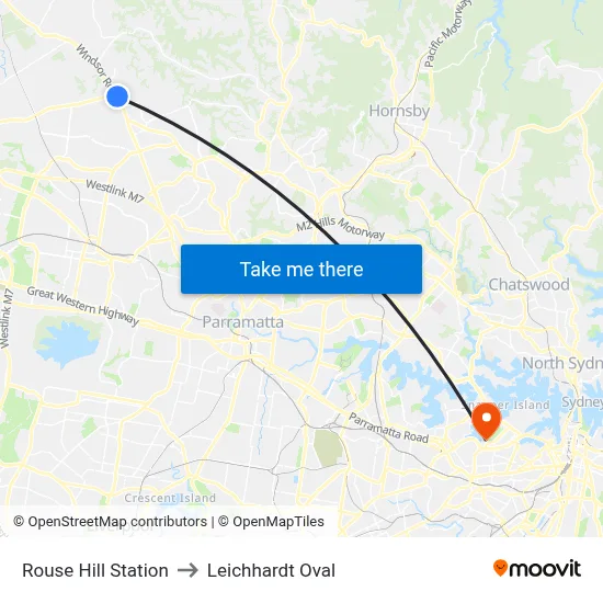 Rouse Hill Station to Leichhardt Oval map