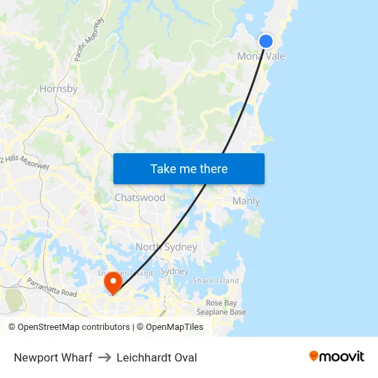 Newport Wharf to Leichhardt Oval map