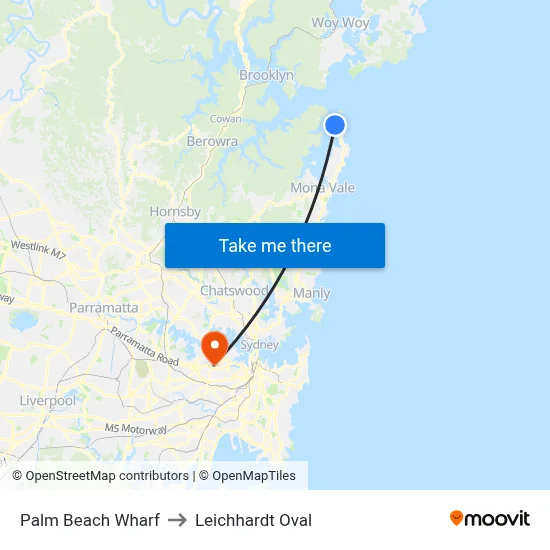 Palm Beach Wharf to Leichhardt Oval map
