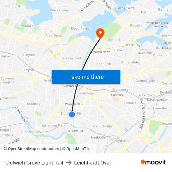 Dulwich Grove Light Rail to Leichhardt Oval map