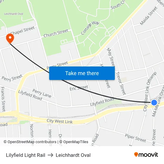 Lilyfield Light Rail to Leichhardt Oval map