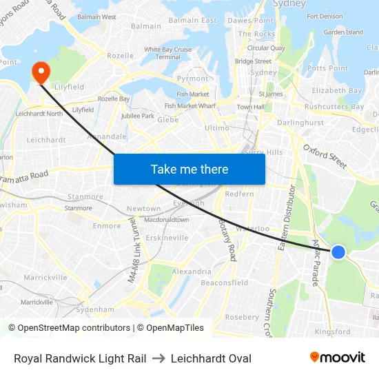 Royal Randwick Light Rail to Leichhardt Oval map