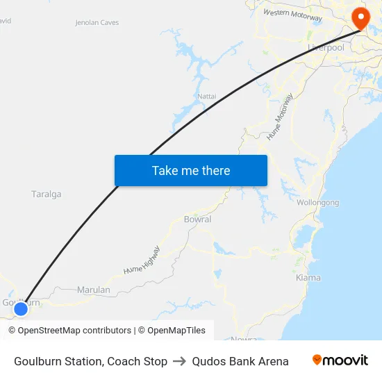 Goulburn Station, Coach Stop to Qudos Bank Arena map