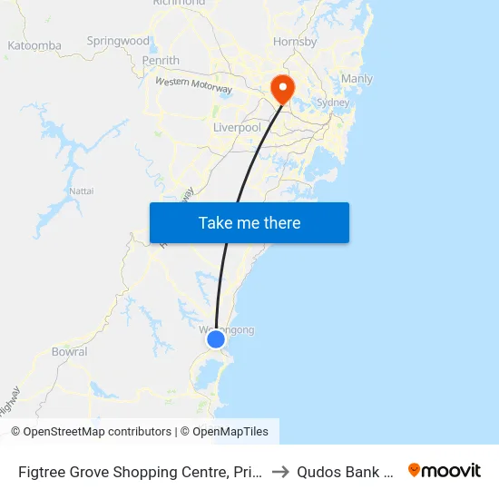 Figtree Grove Shopping Centre, Princes Hwy to Qudos Bank Arena map
