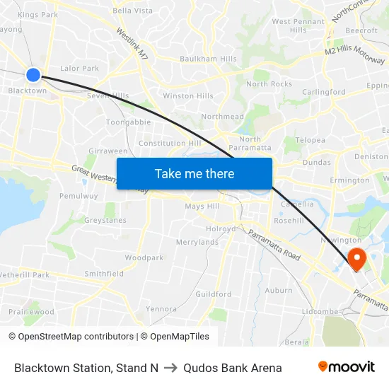 Blacktown Station, Stand N to Qudos Bank Arena map
