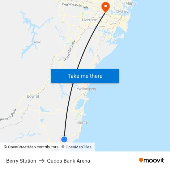 Berry Station to Qudos Bank Arena map